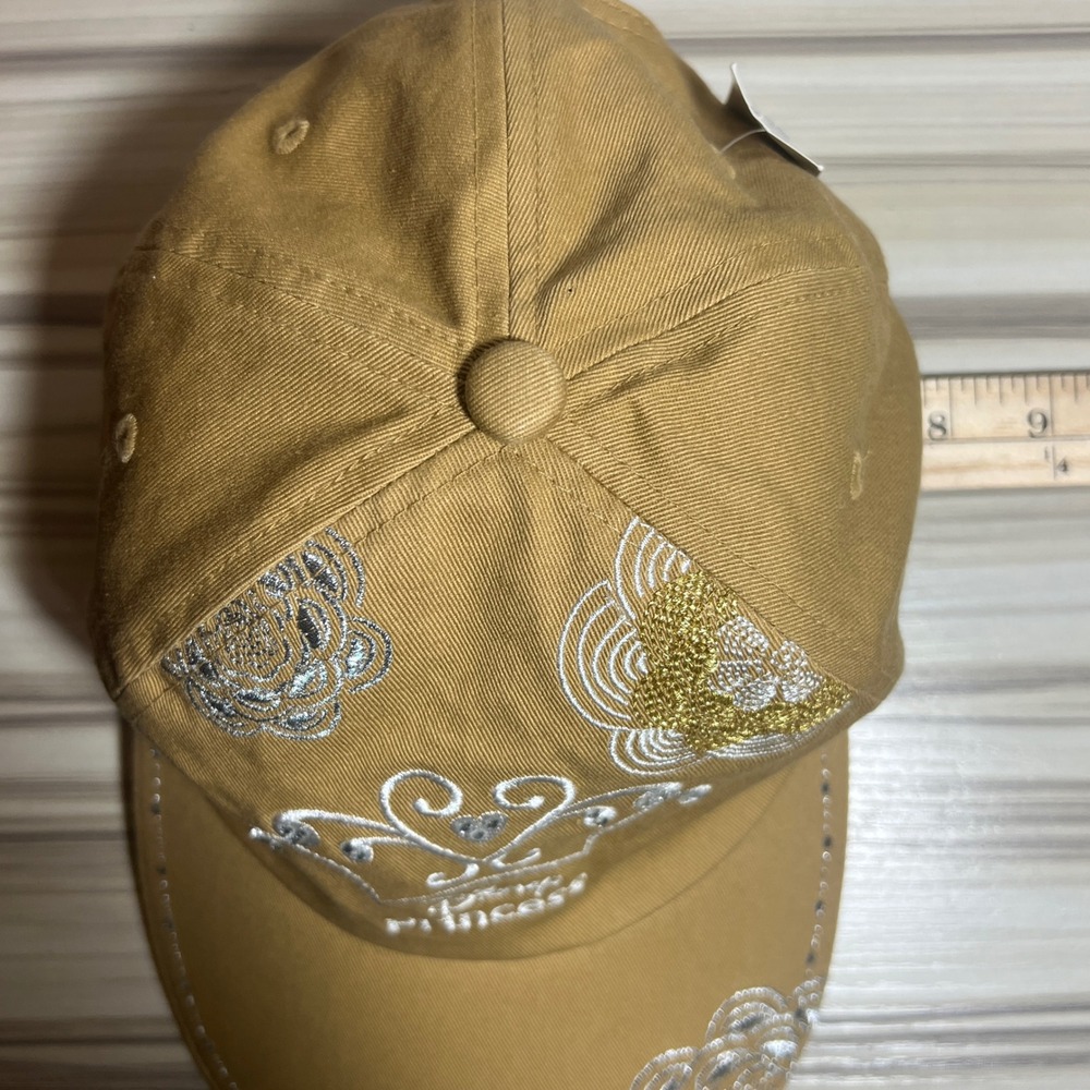 Disney Princess Tan Embroidered Tiara Rhinestone Baseball Cap Hat Kids Large NWT - Picture 9 of 14